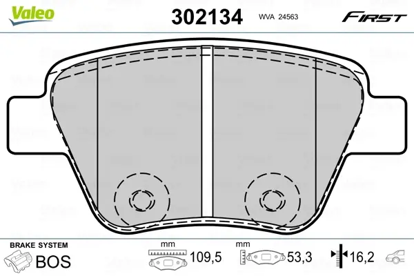 Задние тормозные колодки valeo phc 302134