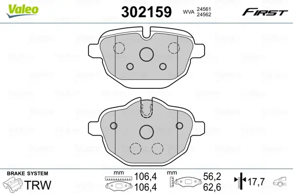Задні тормозні (гальмівні) колодки Valeo phc 302159 (фото 1)