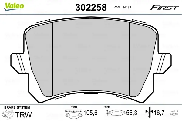Задние тормозные колодки valeo phc 302258