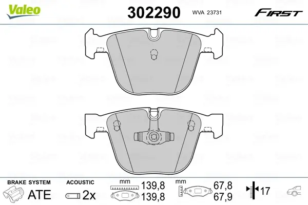 Задні тормозні (гальмівні) колодки Valeo phc 302290 (фото 1)