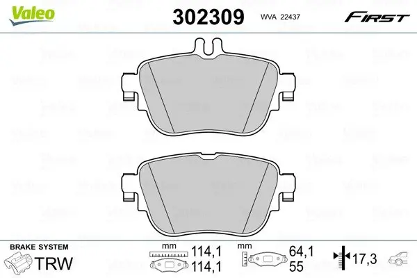 Задні тормозні (гальмівні) колодки Valeo phc ""302309" (фото 1)