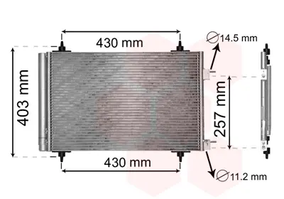 Конденсор кондиционера P307/C4 14/16/20 MT/AT 04 Van Wezel 09005230