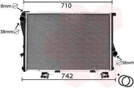 Радіатор охлаждения двигателя BMW5(E39)/7(E38)MT 98- van Wezel 06002233