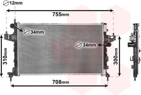 Радиатор охлаждения двигателя CORSAC 13/7CDTi MT/AT 03- van Wezel 37002380