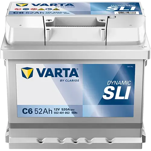 Акумулятор VARTA 12В 52Агод./520А (EN) Dynamic SLI (R+ стандартні клеми) 207x175x175 B13 - монтажний фланець 10.5мм (пусковий) Varta 552401052K262 (фото 1)