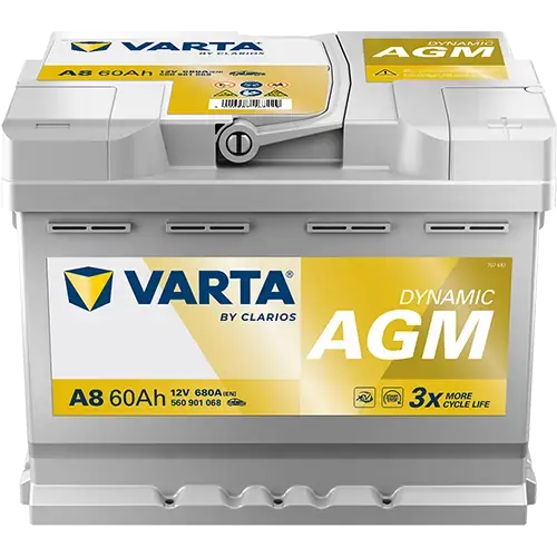Акумулятор VARTA 12В 60Агод./680А (EN) Dynamic AGM START&STOP AGM (R+) 242x175x190 B13 - монтажний фланець 10.5мм varta 560901068K262