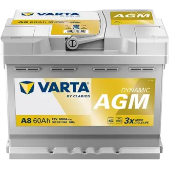 Акумулятор VARTA 12В 60Агод./680А (EN) Dynamic AGM START&STOP AGM (R+) 242x175x190 B13 - монтажний фланець 10.5мм varta 560901068K262