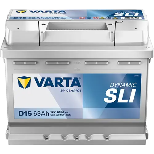 Акумулятор VARTA 12В 63Агод./610А (EN) Dynamic SLI (R+ стандартні клеми) 242x175x190 B13 - монтажний фланець 10.5мм (пусковий) Varta 563400061K262 (фото 1)