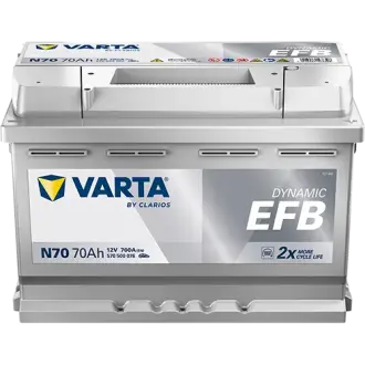 Акумулятор VARTA 12В 70Агод./760А (EN) Dynamic EFB START&STOP EFB (R+ стандартні клеми) 278x175x190 B13 - монтажний фланець 10.5мм (пусковий/efb) varta 570500076K262