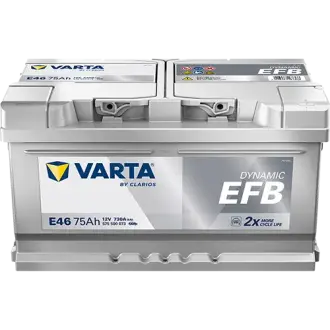 Акумулятор VARTA 12В 75Агод./730А (EN) Dynamic EFB START&STOP EFB (R+ стандартні клеми) 315x175x175 B13 - монтажний фланець 10.5мм (пусковий/efb) Varta 575500073K262