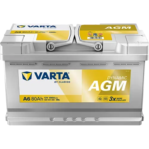 Акумулятор VARTA 12В 80Агод./800А (EN) Dynamic AGM START&STOP AGM (R+) 315x175x190 B13 - монтажний фланець 10.5мм Varta 580901080K262 (фото 1)