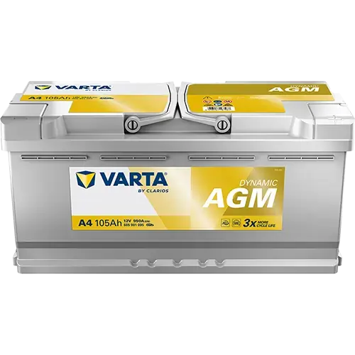Акумулятор VARTA 12В 105Агод./950А (EN) Dynamic AGM START&STOP AGM (R+) 394x175x190 B13 - монтажний фланець 10.5мм varta 605901095K262