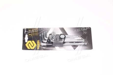 Ключі Тоrх L-подібні: Т10-Т50, Cr-V, 9 шт. [10/240], компл vorel 56478