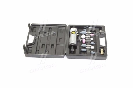 Шліфмашина пневматична пряма, 1/4", в наборі 10 шт. Патрон 3, 6 мм vorel 81109