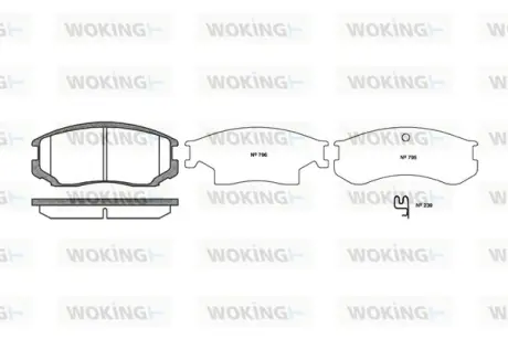 Передні тормозні (гальмівні) колодки WOKING P257322 Митсубиси Colt