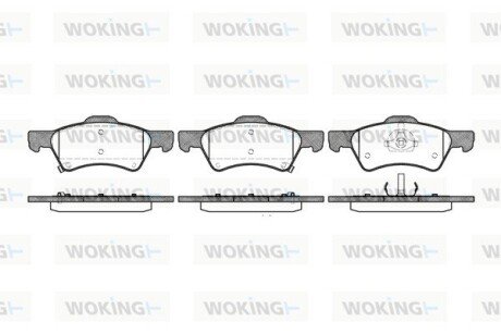 Передние тормозные колодки woking P910302 на Крайслер (Гранд) вояджер