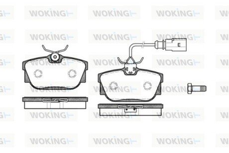 Задні тормозні (гальмівні) колодки woking P6673.01 на Фольксваген Транспортер т4