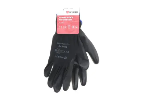 Рукавиці захисні Black PU, пара, розмір 8 {арт. 08 wurth 0899402408
