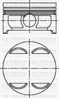 Поршень з кільцями і пальцем (размІр отв. 92 / STD) BMW E39 540i, X5 E53 4.4 i (8ц) (M 62 B 44 LEV) YENMAK 3104611000