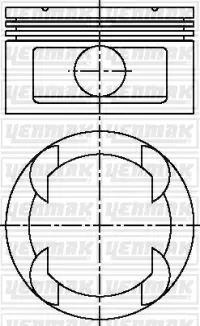 Поршень с кольцами і пальцем (размер отв. 86,00/STD) OPEL Omega B 3.0 (6цл.) (X 30 XE) YENMAK 3103812000 (фото 1)
