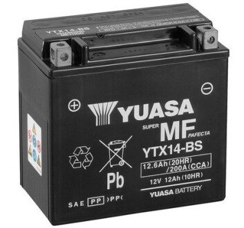 МОТО 12V 12,6Ah MF VRLA Battery YTX14-BS(сухозаряжений) yuasa YTX14BS